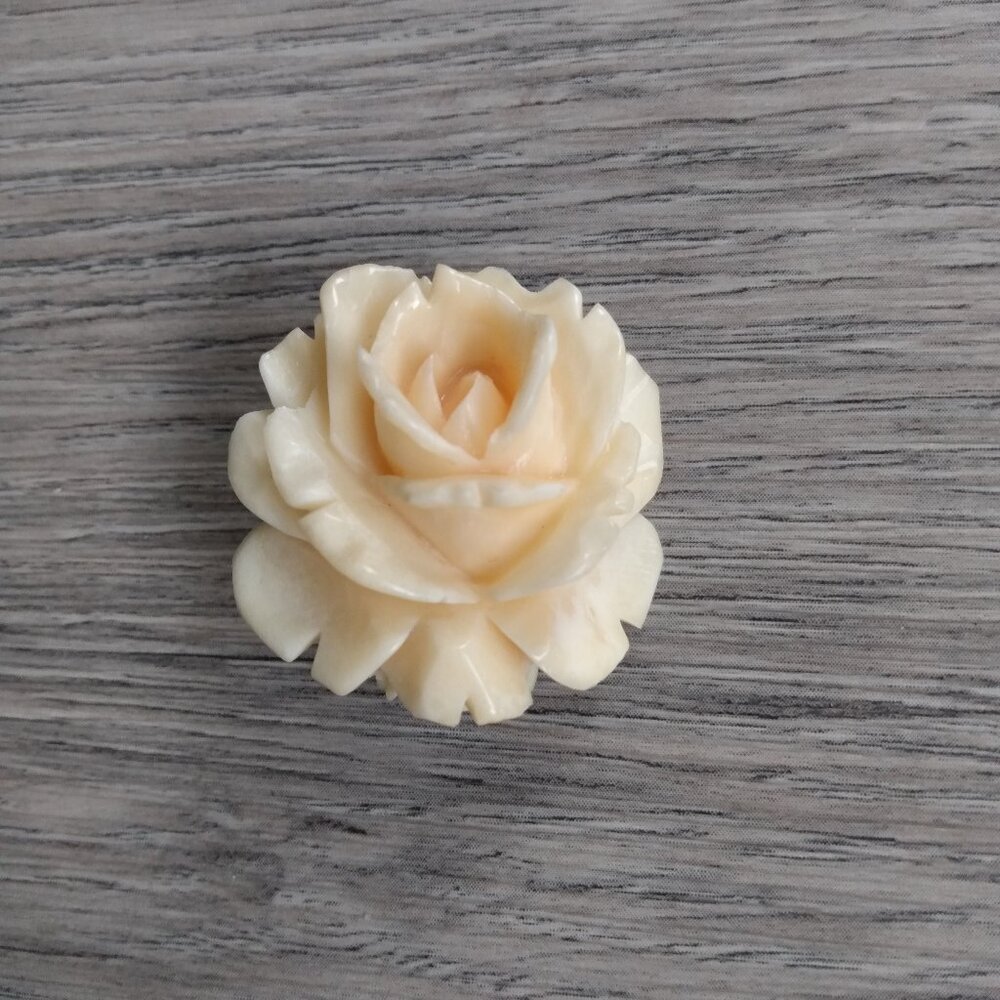 Vintage Carved Rose Flower Brooch